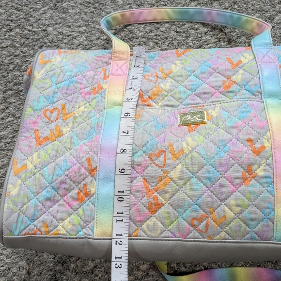 Luv Betsey Betsey Johnson Grey Rainbow Quilted Weekender Bag W Trolley Sleeve - Picture 14 of 15